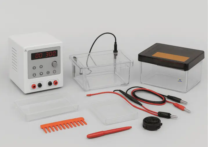 Maxi-Plus, 26 x 16cm, 26 x 24cm, 26 x 32cm UV Trays, 6 x 28 sample, 1mm thick combs, loading guides and Flexicaster